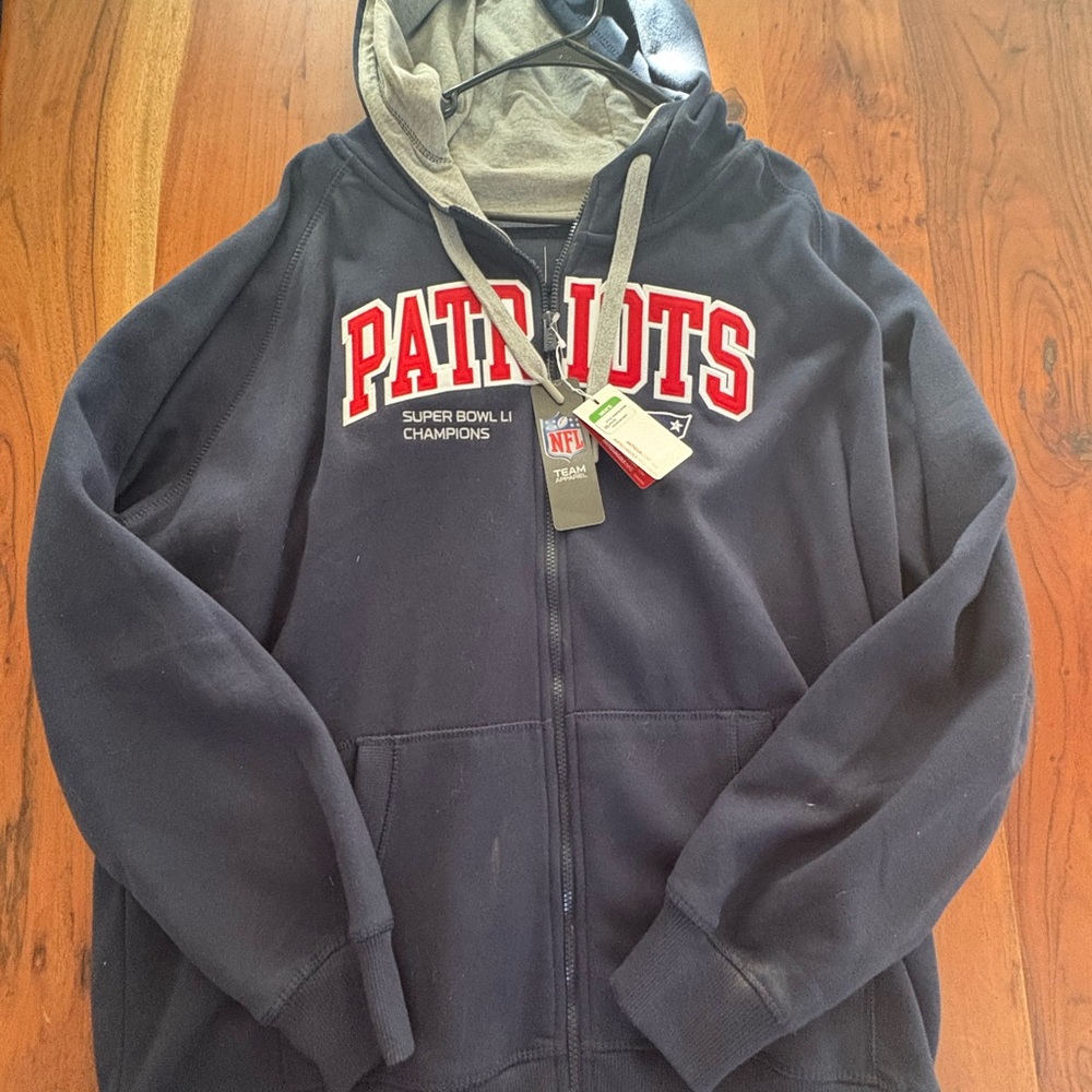 Antigua Patriots Navy Hoodie with Red and White Accents